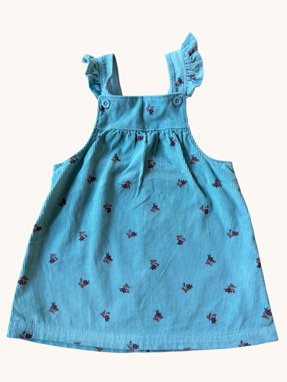 Carter's Blue Corduroy Floral Ruffle Strap Jumper 18M